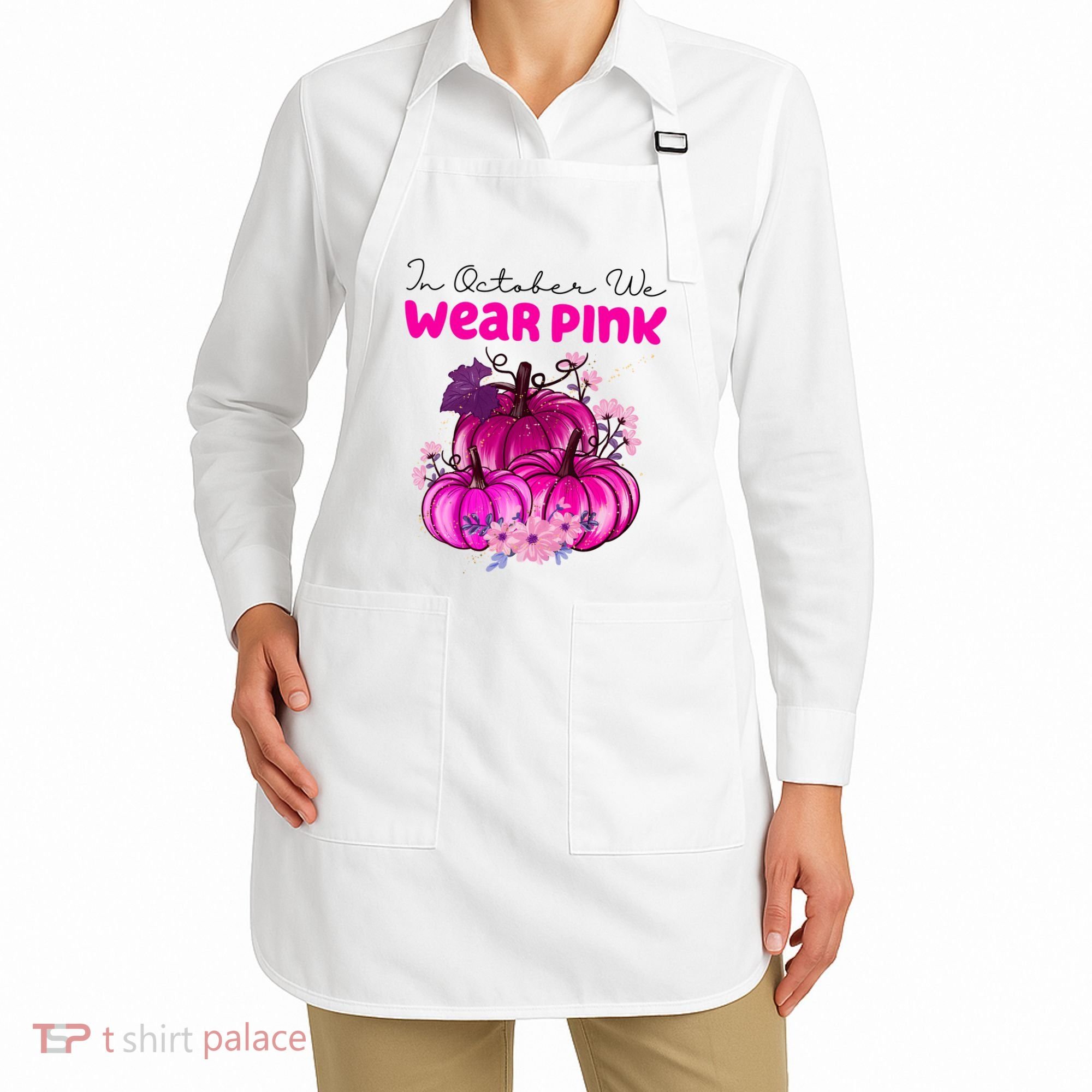In October We Wear Pink Pumpkin Fall Apron