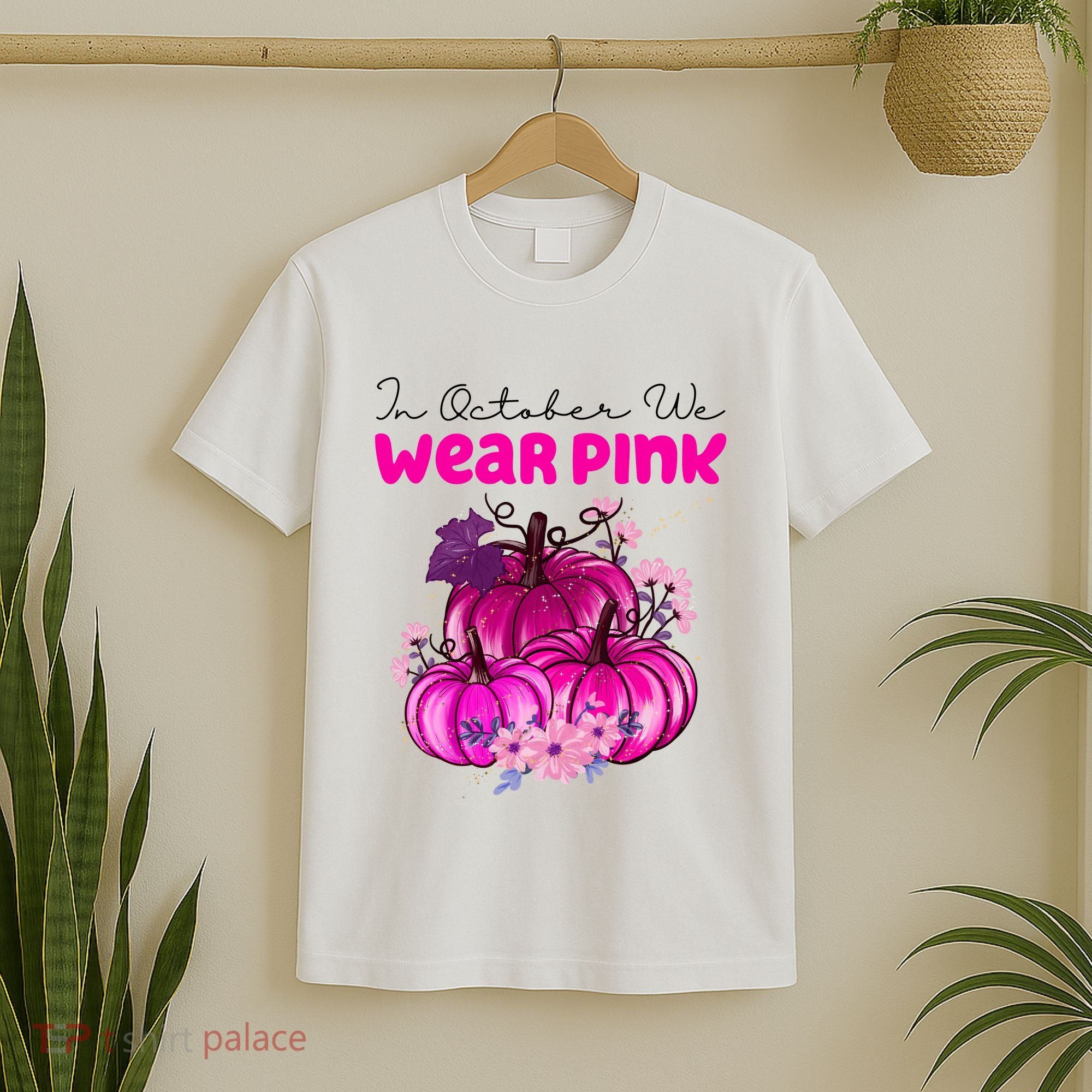 In October We Wear Pink Pumpkin Fall T-Shirt