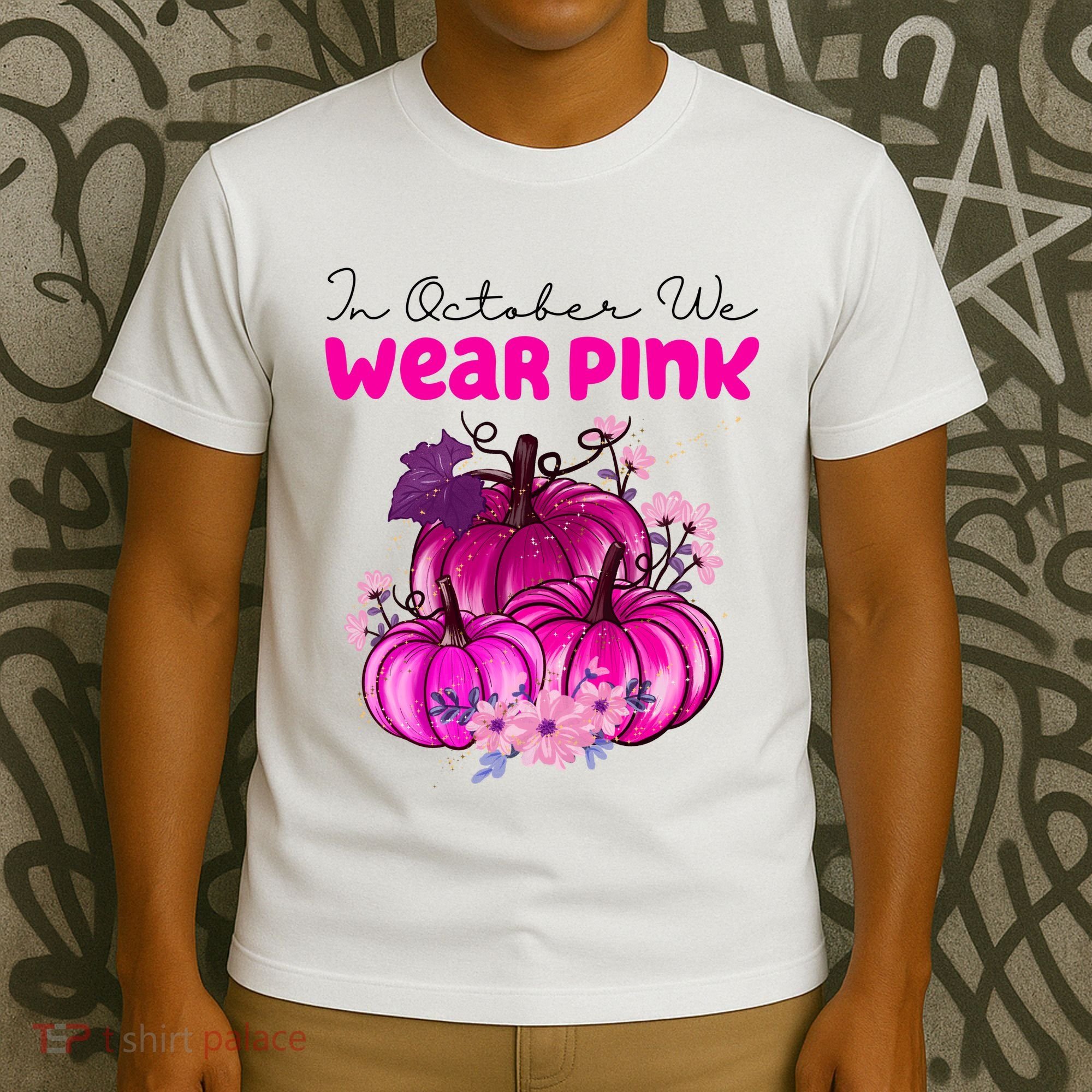 In October We Wear Pink Pumpkin Fall T-Shirt
