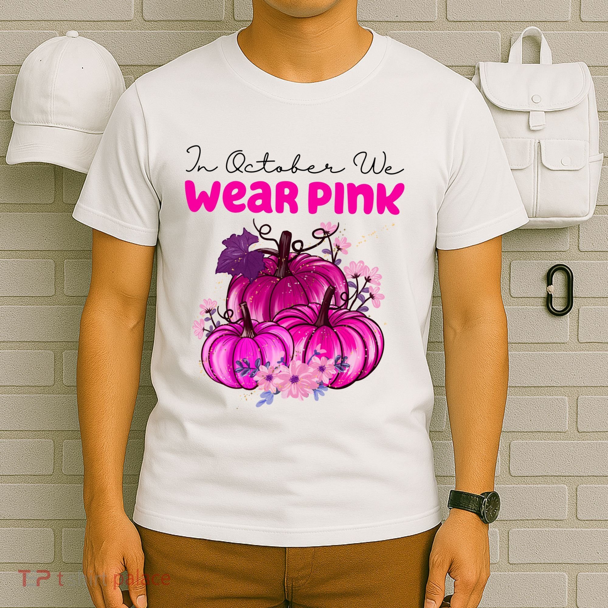 In October We Wear Pink Pumpkin Fall T-Shirt