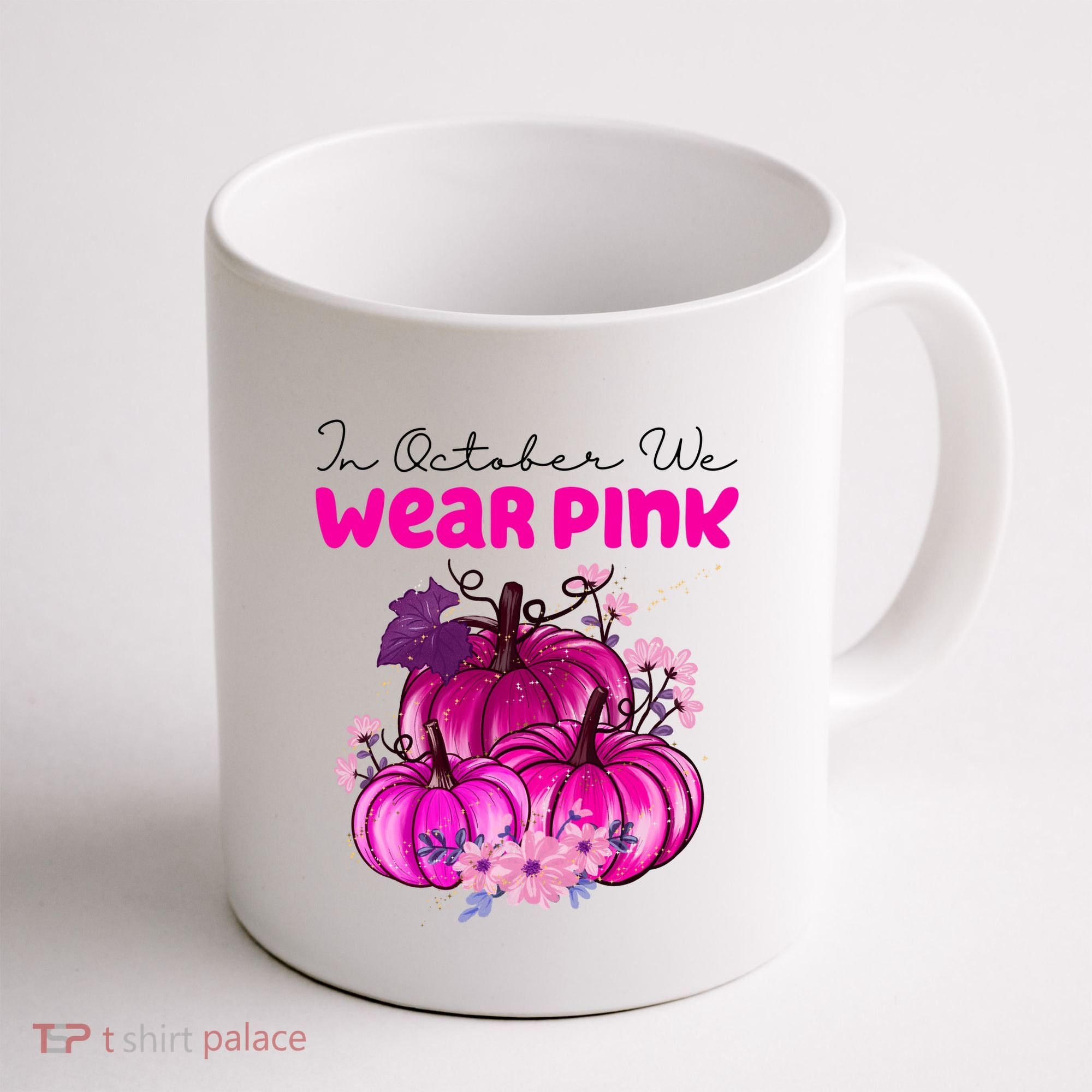 In October We Wear Pink Pumpkin Fall Coffee Mug
