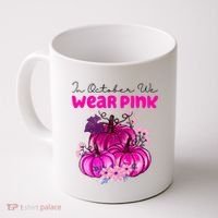 In October We Wear Pink Pumpkin Fall Coffee Mug thumb 0