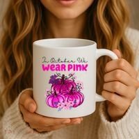 In October We Wear Pink Pumpkin Fall Coffee Mug thumb 3