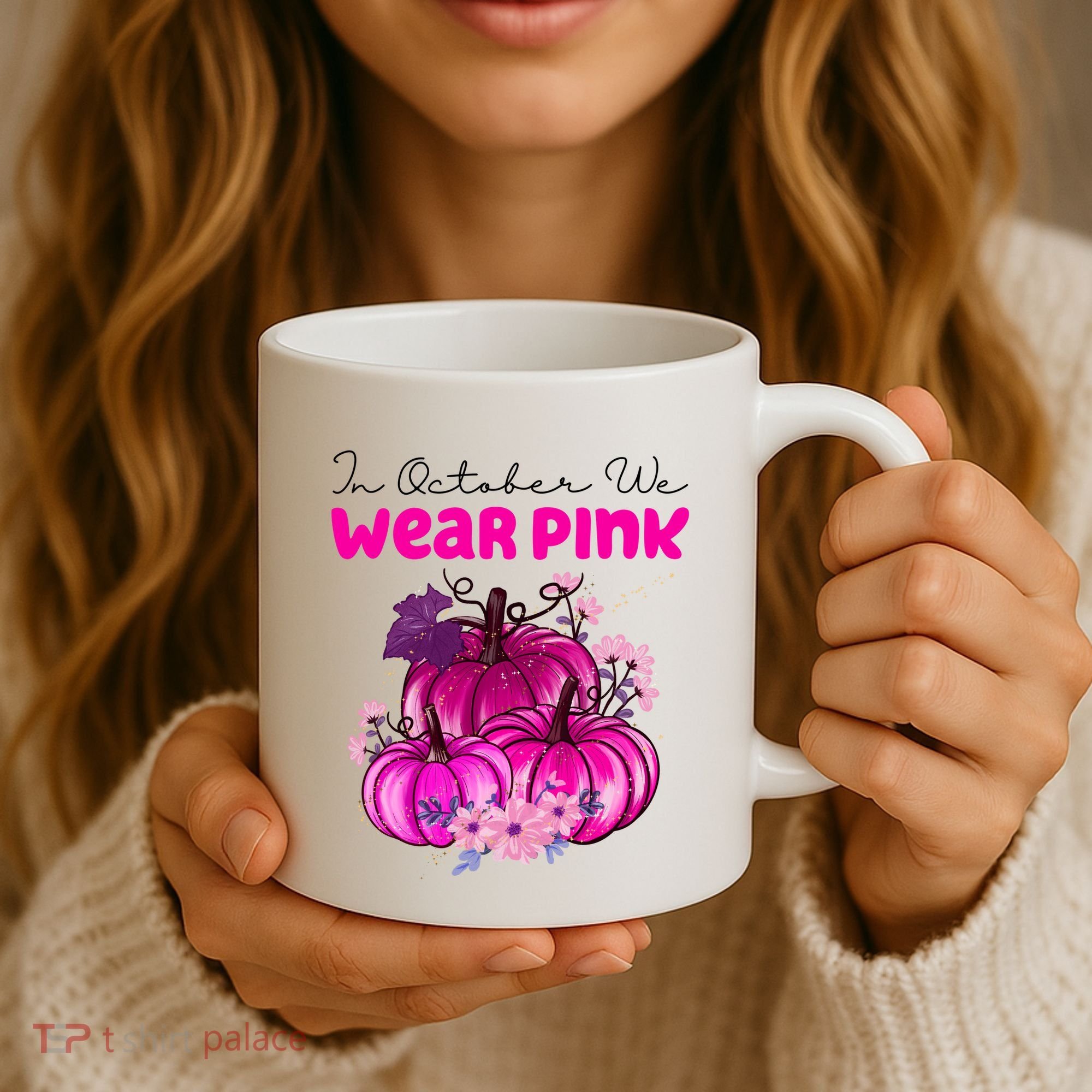 In October We Wear Pink Pumpkin Fall Coffee Mug