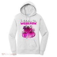 In October We Wear Pink Pumpkin Fall Women's Hoodie thumb 0