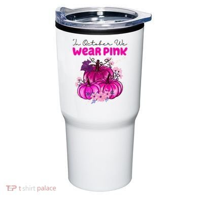 In October We Wear Pink Pumpkin Fall Tumbler