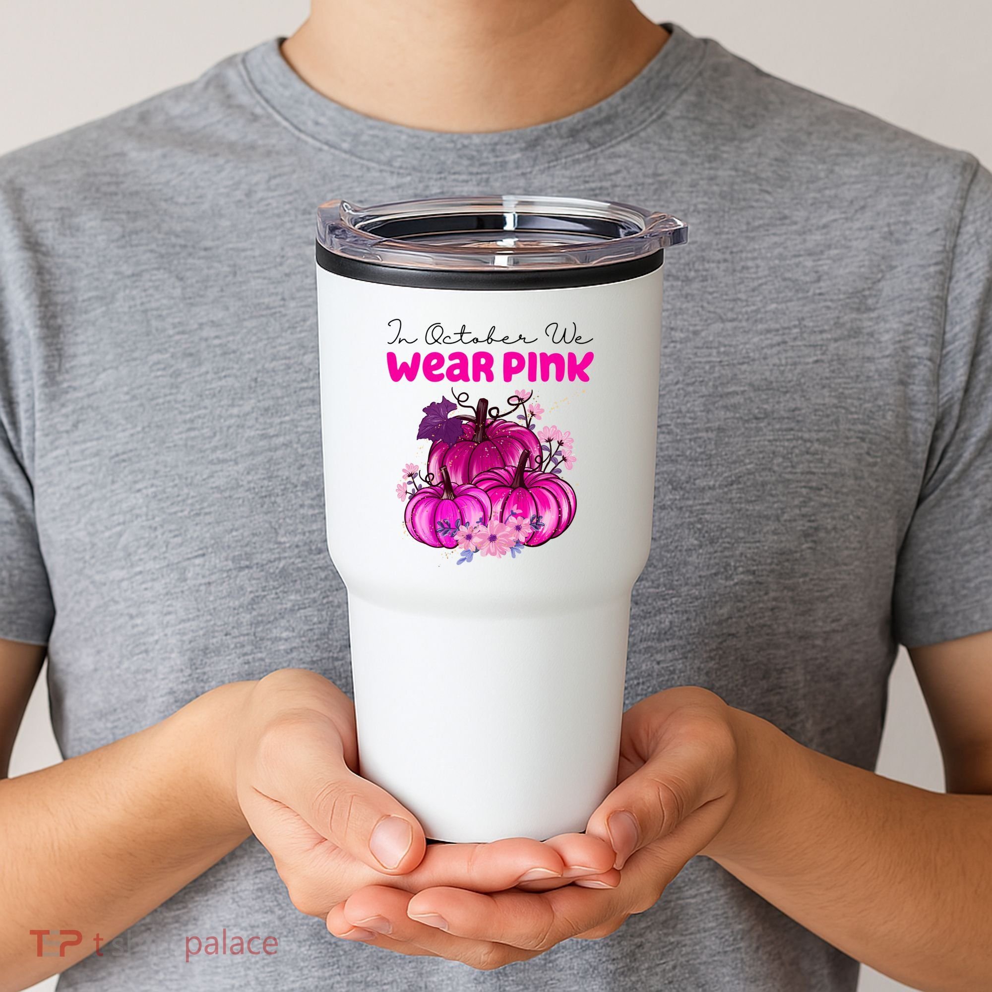 In October We Wear Pink Pumpkin Fall Tumbler