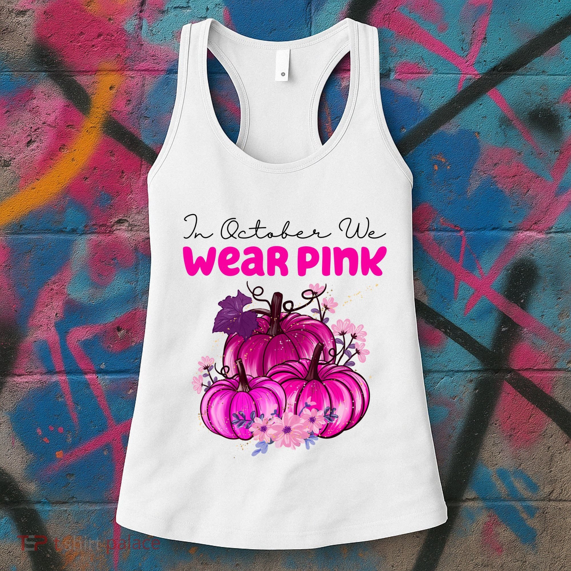 In October We Wear Pink Pumpkin Fall Women's Tank Top