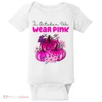 In October We Wear Pink Pumpkin Fall Baby Bodysuit thumb 0