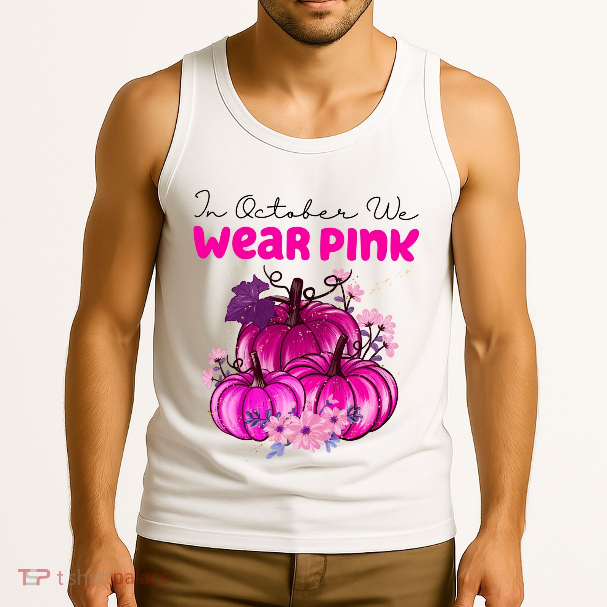 In October We Wear Pink Pumpkin Fall Tank Top