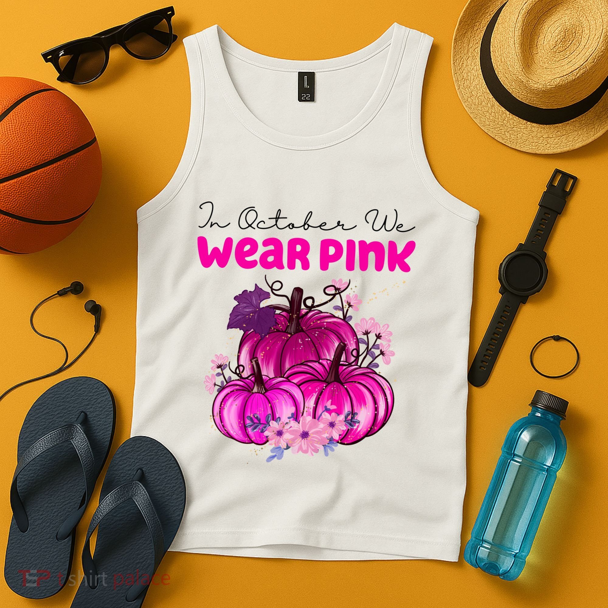 In October We Wear Pink Pumpkin Fall Tank Top