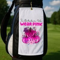 In October We Wear Pink Pumpkin Fall Golf Towel thumb 2