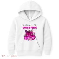 In October We Wear Pink Pumpkin Fall Kids Hoodie thumb 0