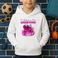 In October We Wear Pink Pumpkin Fall Kids Hoodie thumb 2
