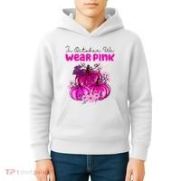 In October We Wear Pink Pumpkin Fall Kids Hoodie thumb 4