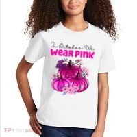 In October We Wear Pink Pumpkin Fall Kids T-Shirt thumb 2