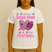 In October We Wear Pink And Watch Football Breast Cancer T-Shirt thumb 4