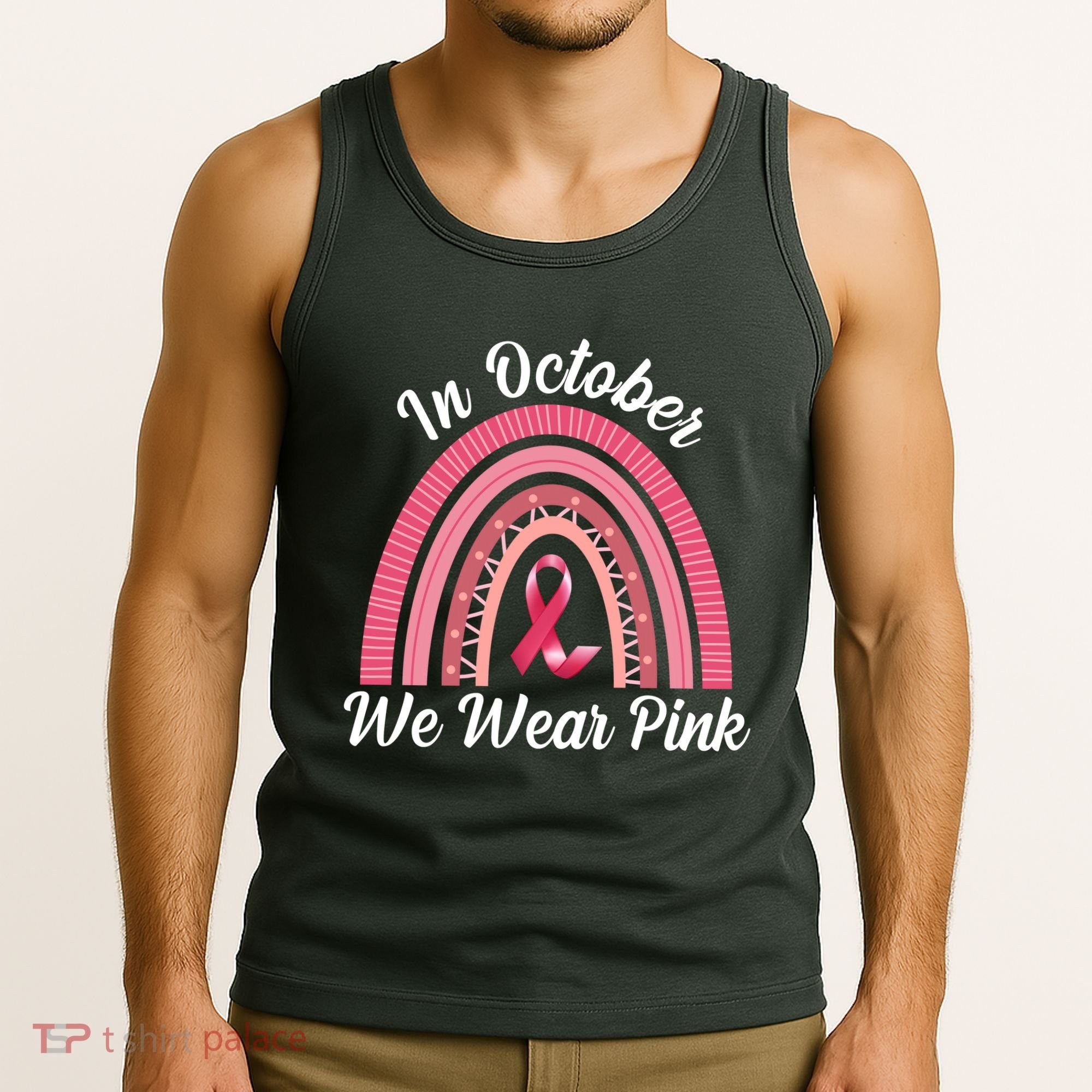 In October We Wear Pink Rainbow Ribbon Tank Top