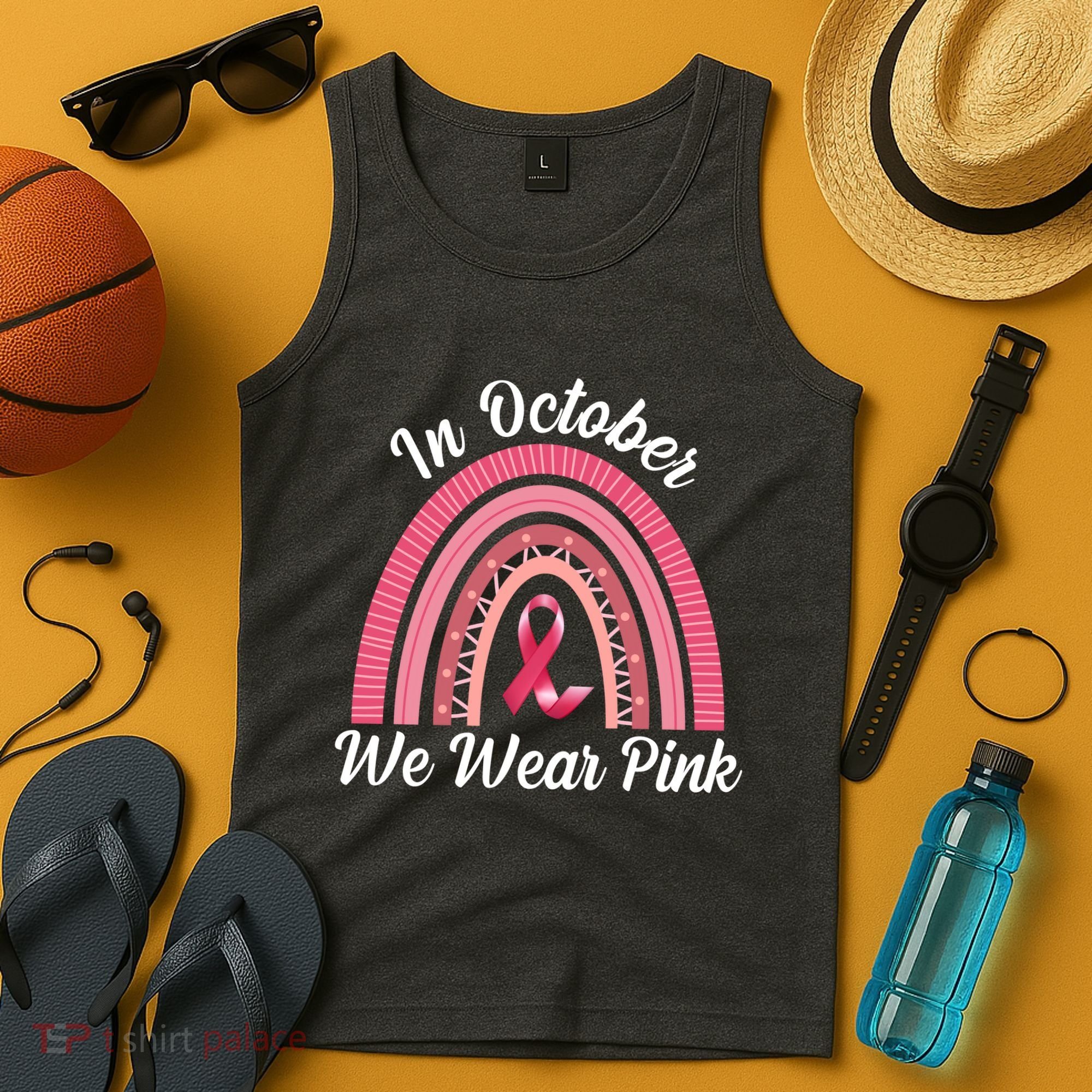 In October We Wear Pink Rainbow Ribbon Tank Top