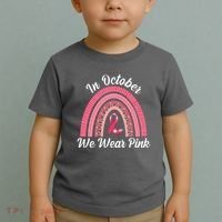In October We Wear Pink Rainbow Ribbon Toddler T-Shirt thumb 2