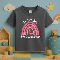 In October We Wear Pink Rainbow Ribbon Toddler T-Shirt thumb 3