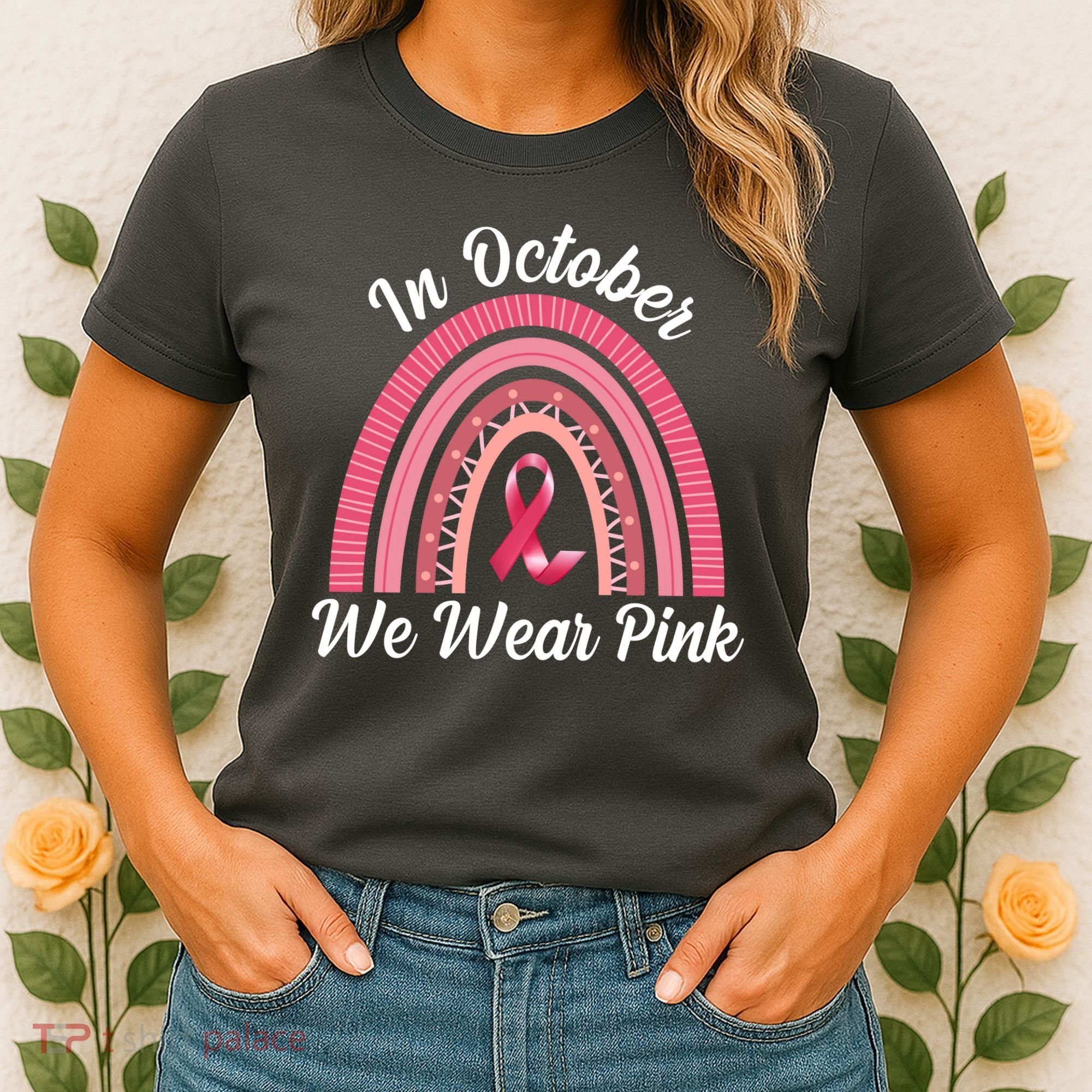 In October We Wear Pink Rainbow Ribbon Women's T-Shirt