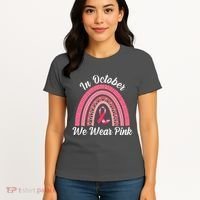 In October We Wear Pink Rainbow Ribbon Women's T-Shirt thumb 4