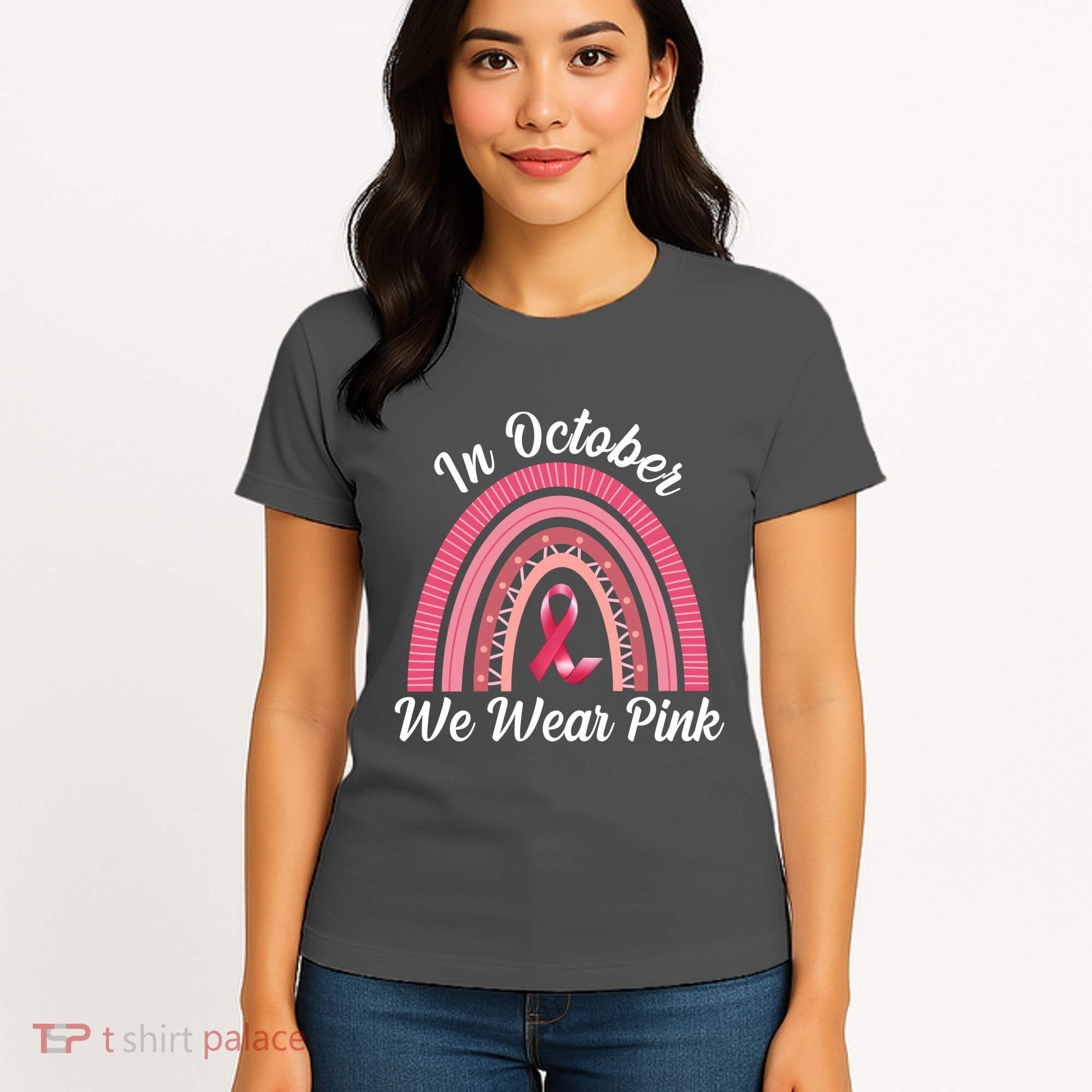 In October We Wear Pink Rainbow Ribbon Women's T-Shirt