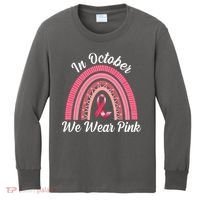 In October We Wear Pink Rainbow Ribbon Kids Long Sleeve Shirt thumb 0