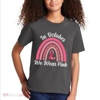 In October We Wear Pink Rainbow Ribbon Kids T-Shirt thumb 2