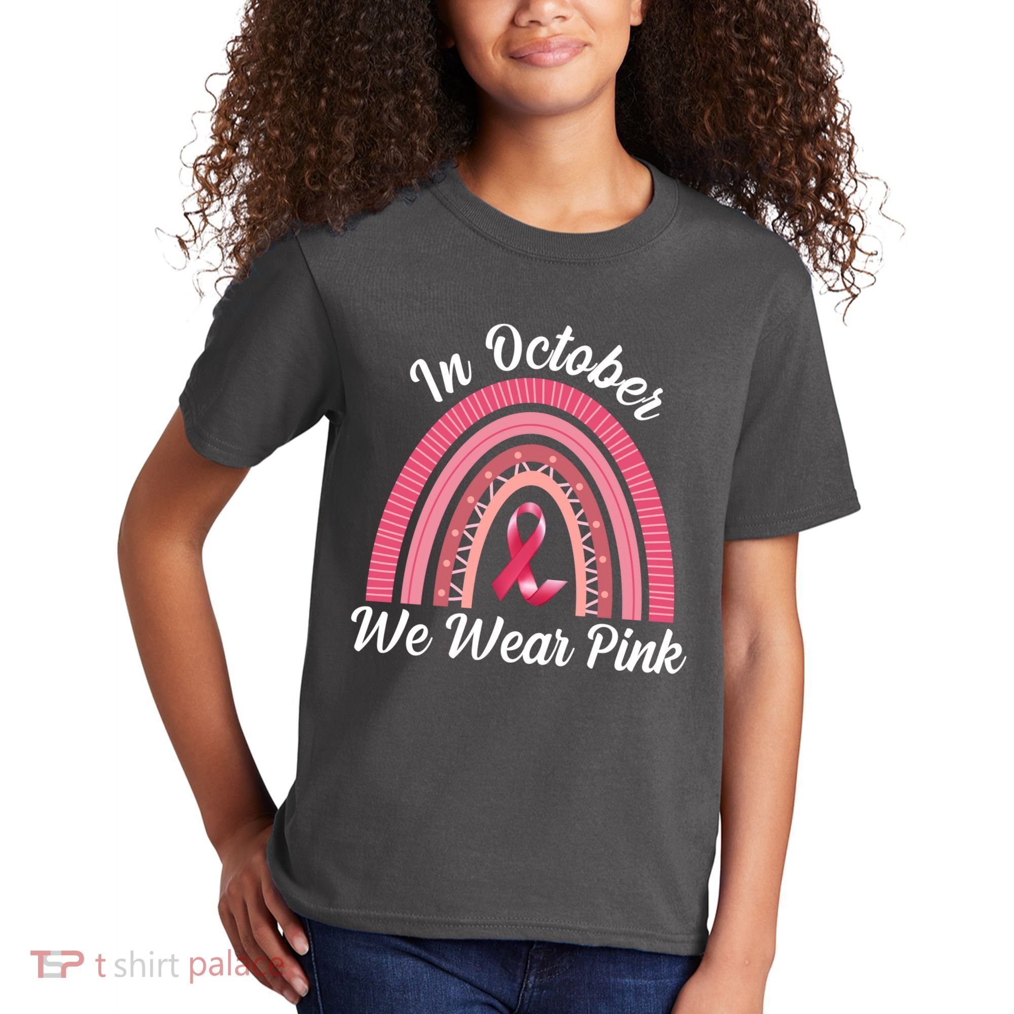 In October We Wear Pink Rainbow Ribbon Kids T-Shirt
