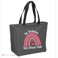 In October We Wear Pink Rainbow Ribbon Tote Bag thumb 2