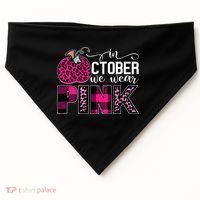 In October We Wear Pink Breast Cancer Pumpkin USA-Made Doggie Bandana thumb 0