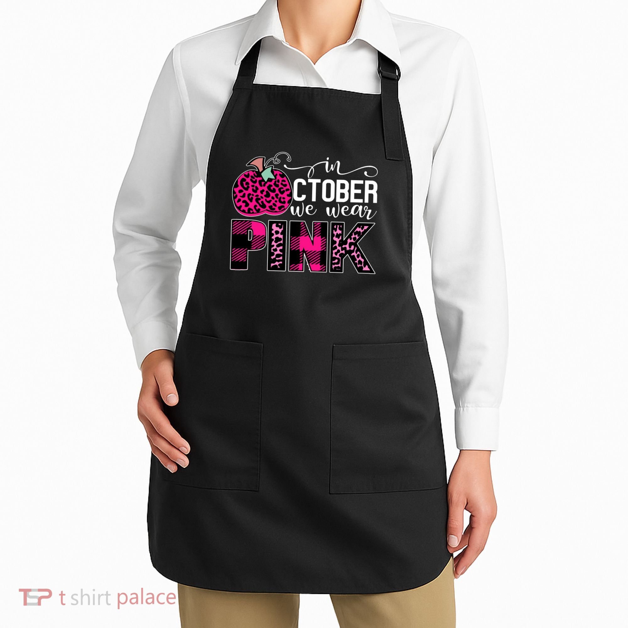 In October We Wear Pink Breast Cancer Pumpkin Apron