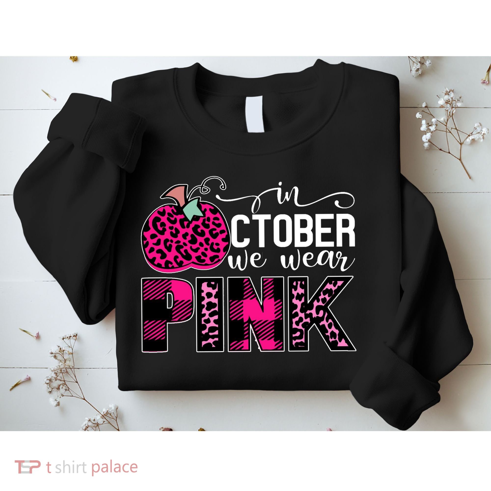 In October We Wear Pink Breast Cancer Pumpkin Sweatshirt