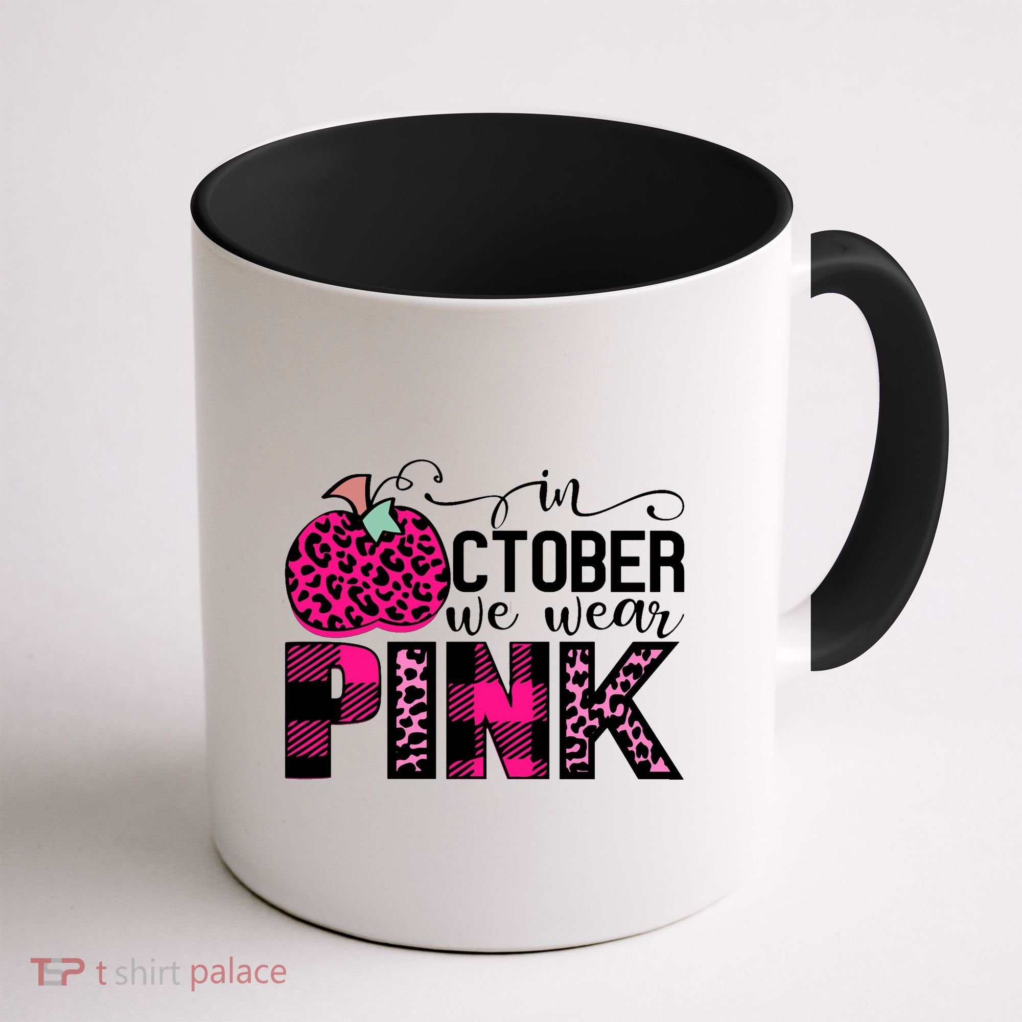 In October We Wear Pink Breast Cancer Pumpkin Coffee Mug