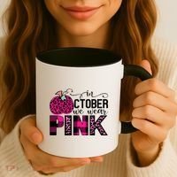 In October We Wear Pink Breast Cancer Pumpkin Coffee Mug thumb 3