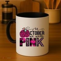 In October We Wear Pink Breast Cancer Pumpkin Coffee Mug thumb 4