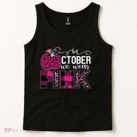In October We Wear Pink Breast Cancer Pumpkin Tank Top thumb 2