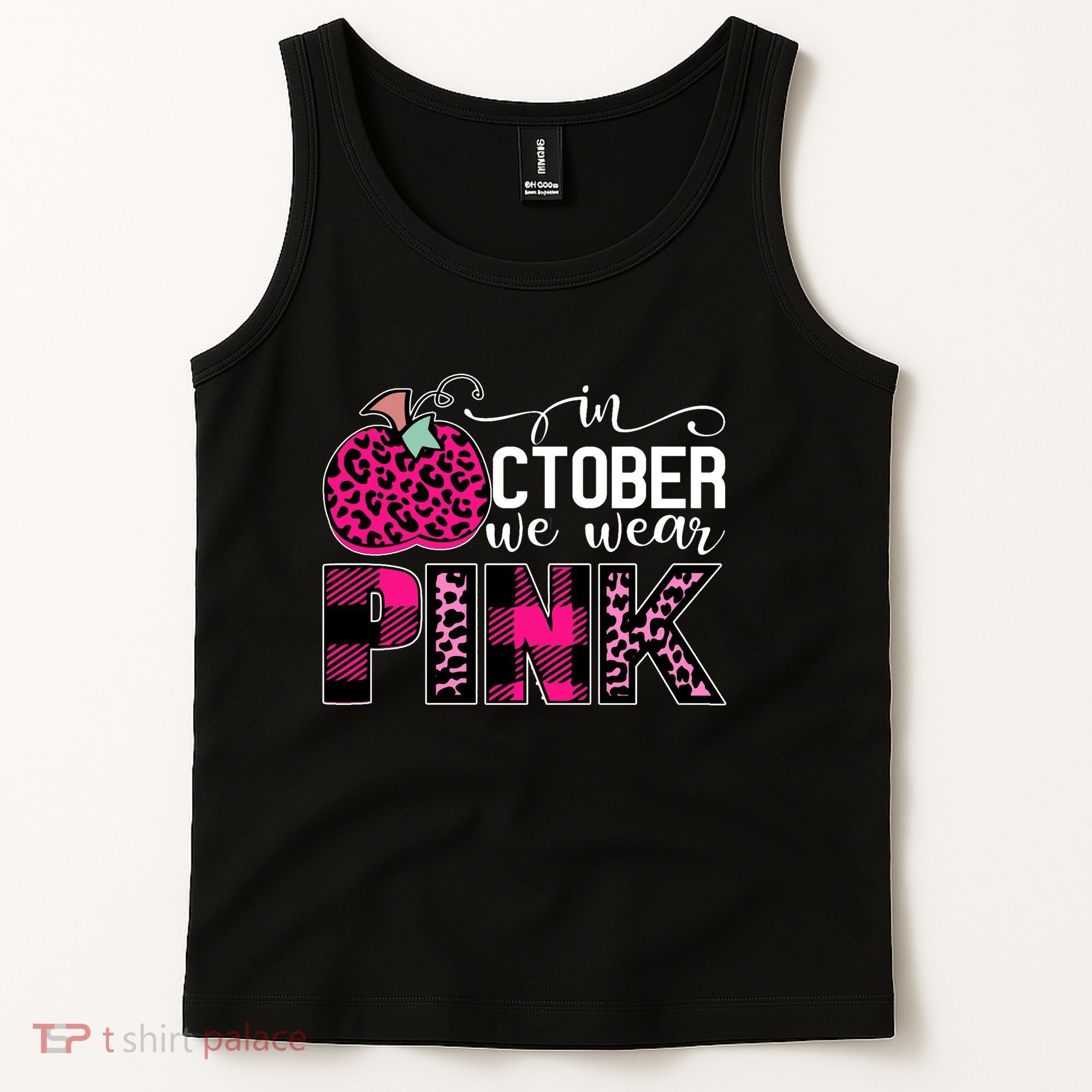 In October We Wear Pink Breast Cancer Pumpkin Tank Top