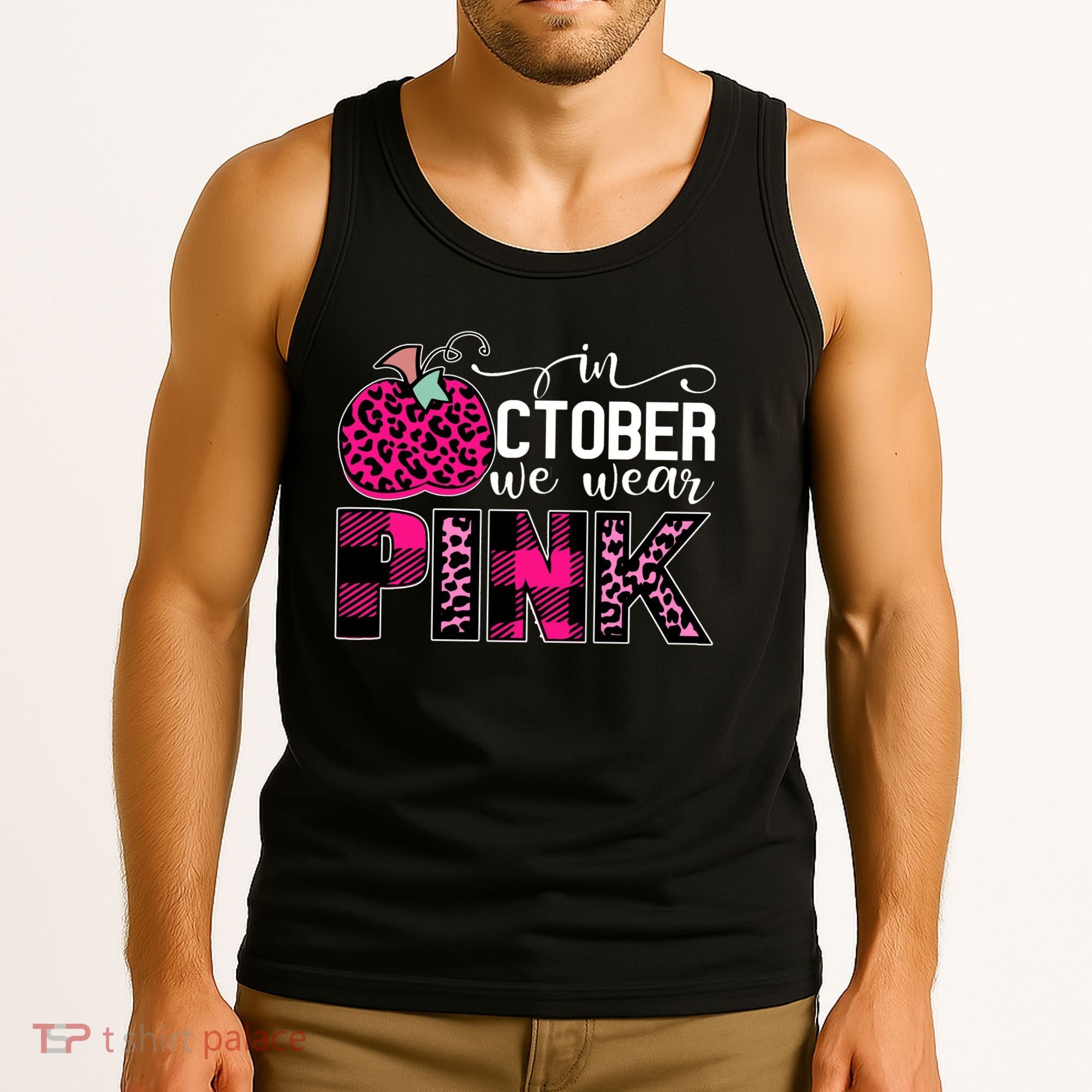 In October We Wear Pink Breast Cancer Pumpkin Tank Top