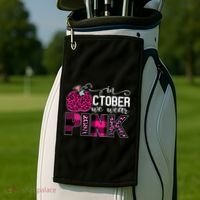 In October We Wear Pink Breast Cancer Pumpkin Golf Towel thumb 2