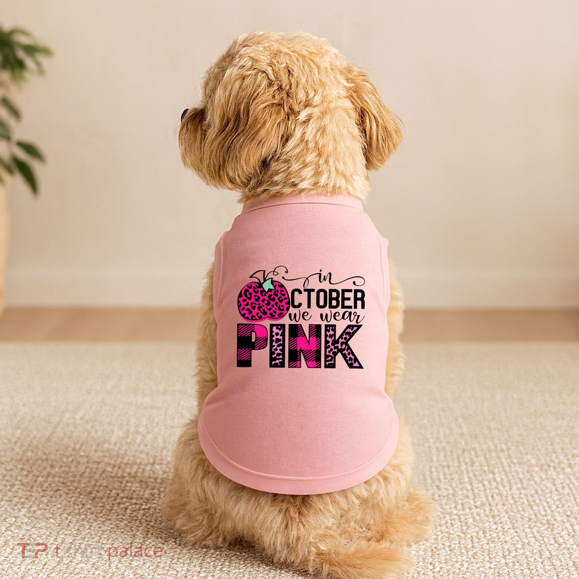 In October We Wear Pink Breast Cancer Pumpkin Doggie Tank