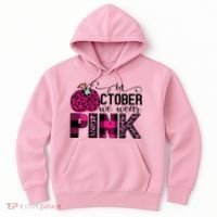 In October We Wear Pink Breast Cancer Pumpkin Hoodie thumb 0