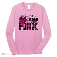 In October We Wear Pink Breast Cancer Pumpkin Long Sleeve Shirt thumb 0