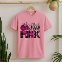 In October We Wear Pink Breast Cancer Pumpkin T-Shirt thumb 2