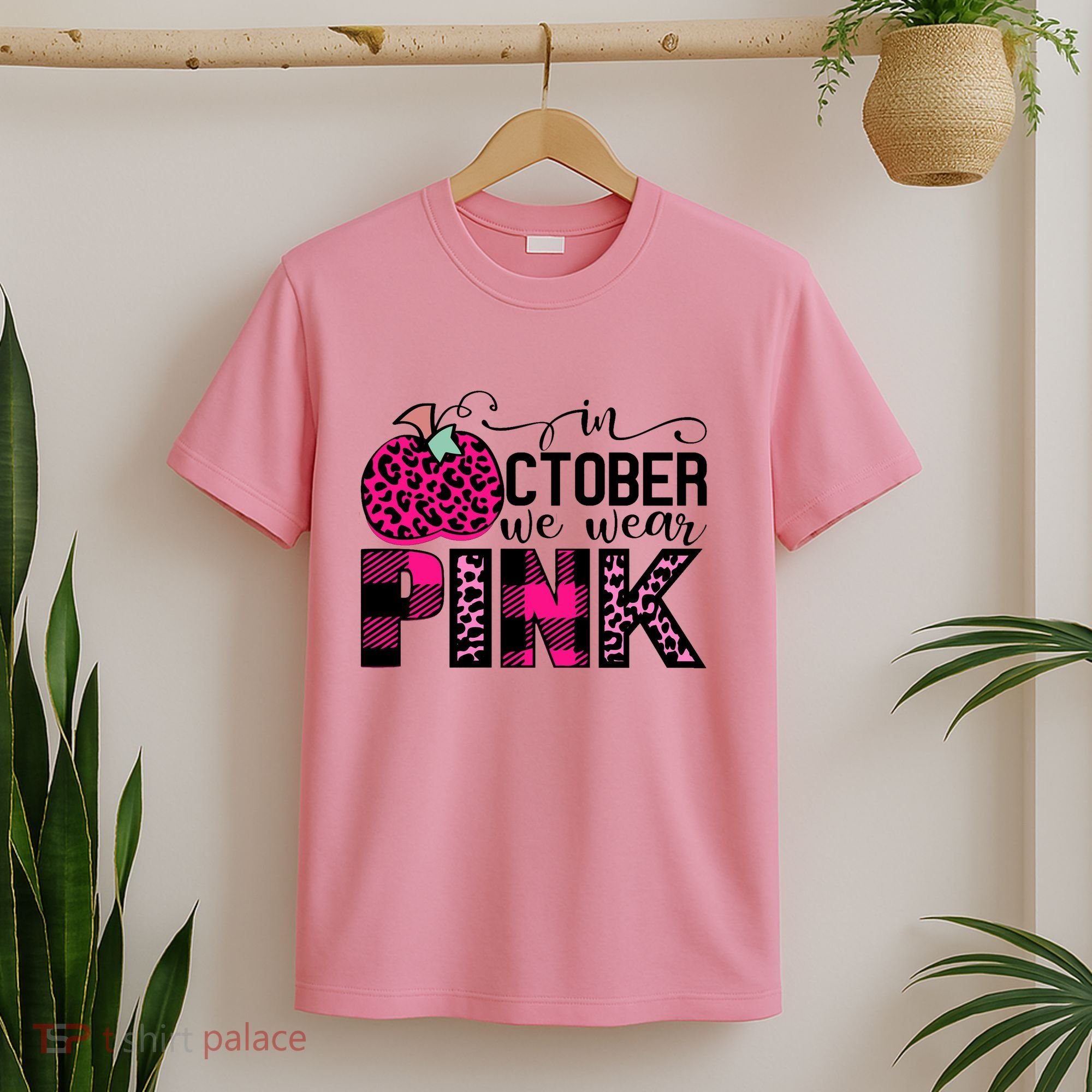 In October We Wear Pink Breast Cancer Pumpkin T-Shirt