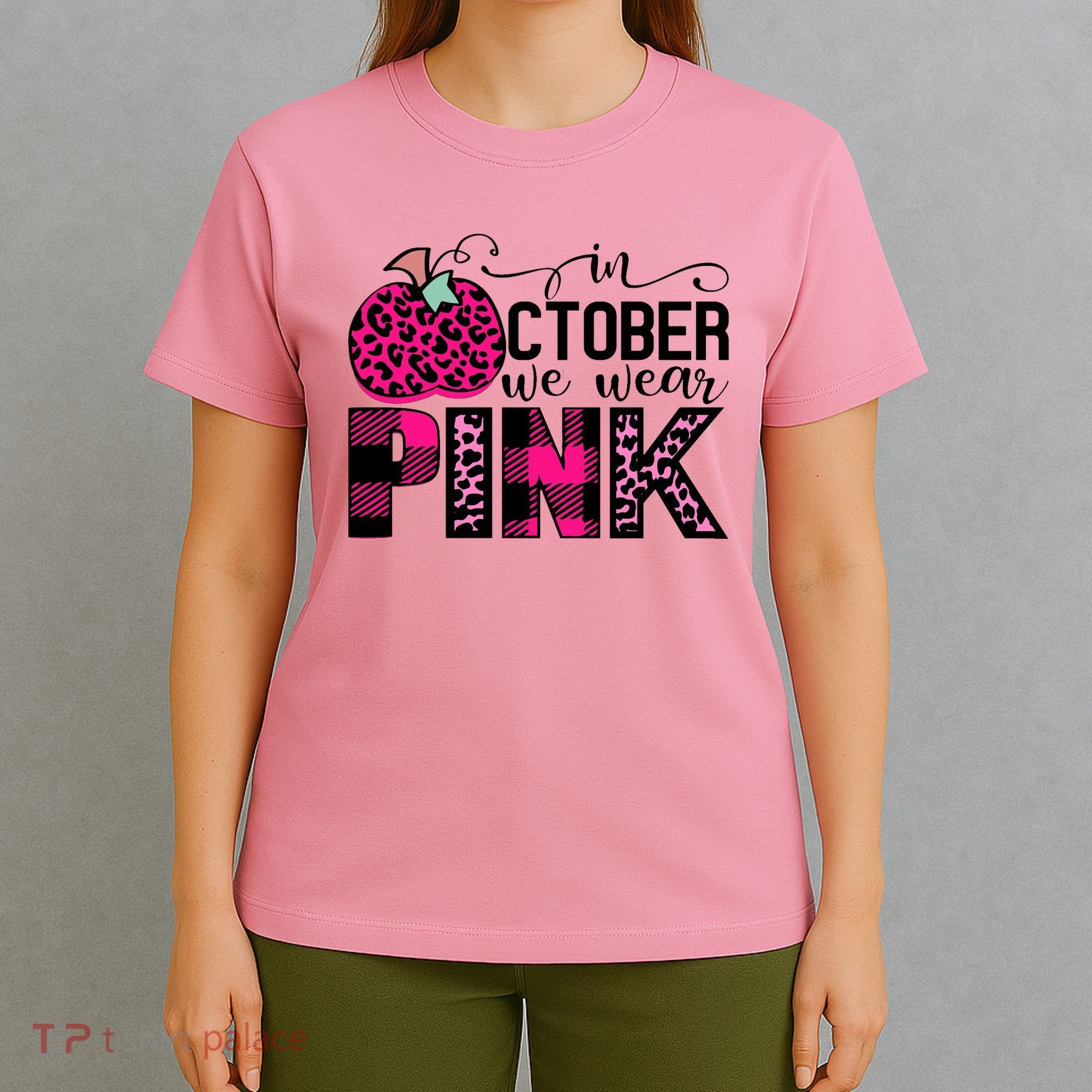 In October We Wear Pink Breast Cancer Pumpkin T-Shirt