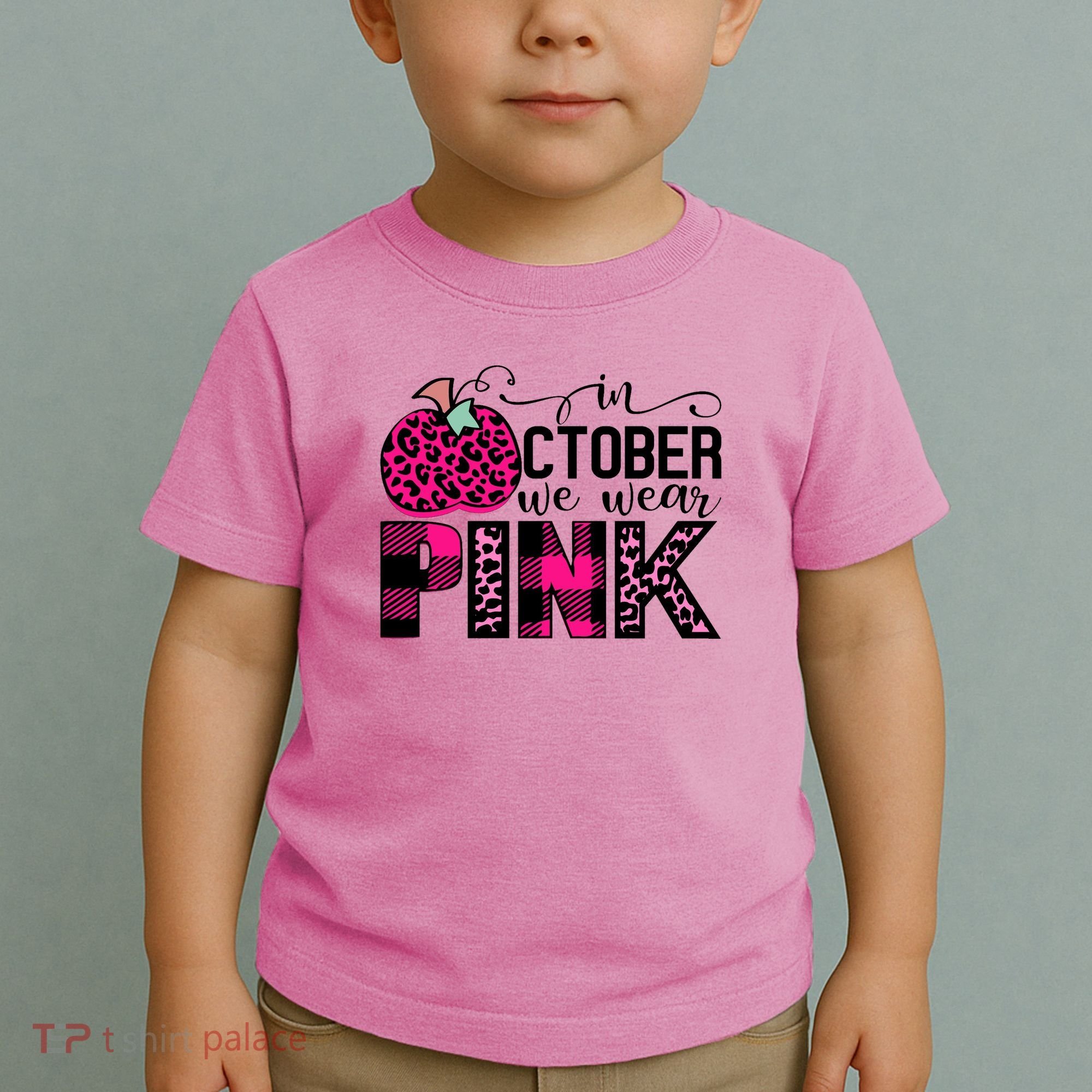 In October We Wear Pink Breast Cancer Pumpkin Toddler T-Shirt