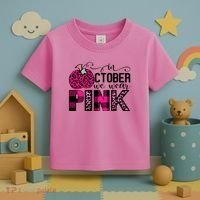 In October We Wear Pink Breast Cancer Pumpkin Toddler T-Shirt thumb 3
